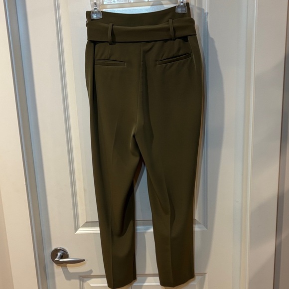 Size 0 Olive Green Women's Tie-Waist cropped Pants - Picture 3 of 8